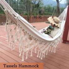 Tassels Hammock Swing Large Double Canvas Cotton Linen Hammock Bohemian Home Decor Hanging Bed Outdoor Camping Supplies Hammock 2024 - buy cheap