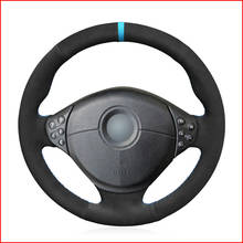 Cubierta de ante negro para volante de BMW, marcador azul claro para BMW M Sport E36 1996-2000 E39 1995-2001 M5 1998-2000 E38 2024 - compra barato