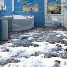 Beibehand-papel de parede 3d customizado, pintura em piso, rio claro, água, sala de estar, banheiro, piso, pvc, autoadesivo 2024 - compre barato