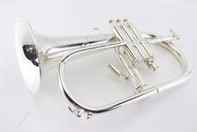 New B Flat Flugelhorn Brass Silver Plated Bb Trumpet High Quality Brass Musical Instruments Horn with Mouthpiece Free Shipping 2024 - купить недорого