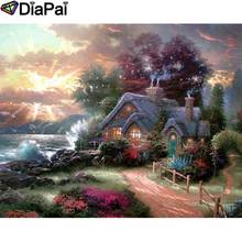 DIAPAI Diamond Painting "House sea landscape" Cross Stitch Custom Photo Diamond Embroidery Square Round Drill Home Decor A26619 2024 - compre barato