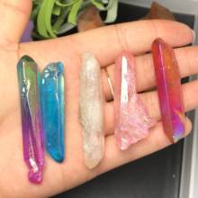 5pcs Aura Quartz Crystal Point Rainbow Titanium Treated Quartz Wand Natural Quartz Crystal Minerals Jewerly Accessory DIY Gift 2024 - buy cheap