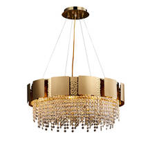 Luminária suspensa com luzes led e14, candelabro em aço inoxidável dourado suspenso