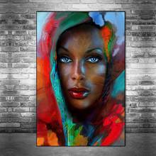 Blue Eyes Abstract African Woman Art Canvas Paintings on the Wall Art Posters And Prints Black Woman Art Pictures Home Decor 2024 - buy cheap