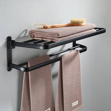 Toallero de baño plegable, soporte de aluminio negro, estantes de baño, toallero 2024 - compra barato