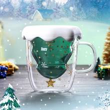 Taza de vidrio de doble pared para té y café, vaso de bebida resistente al calor para Navidad, 300ml 2024 - compra barato