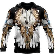 Men Women  Indian 3D Wolf Full Print Hoodies Harajuku Zipper Pullover Sweatshirt Unisex Autumn Casual Jacket Tracksuit 001 2024 - buy cheap