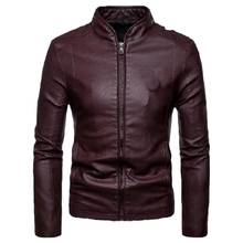 New Autumn Winter Men's Leather Motorcycle Korean Slim Stand-Up Collar PU Leather Coat Leather Jacket 2024 - buy cheap