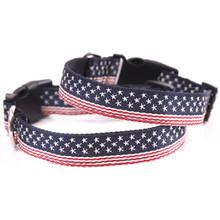 Collar de nailon con estampado de la bandera americana para perros pequeños y medianos, Collar para mascotas, accesorios de joyería (azul) 2024 - compra barato