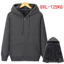 Men's winter and Autumn plus size zipper hooded sweatshirt plus size 5XL 6XL 7XL 8XL thick warm black gray navy blue big jacket 2024 - buy cheap