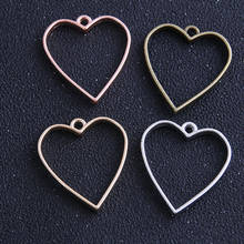 6pcs 20*34mm Four Color Alloy Jewelry Accessories Heart Charm Hollow Glue Blank Pendant Tray Bezel 2024 - buy cheap