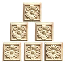 Wood Carved Appliques Furniture Decal Square Flower Decal Furniture Decoration for Door Cabinet Window Home Decor Accessories 2024 - buy cheap