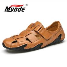 2021Summer Men's Soft Leather Sandals Handmade Classic Men Slippers Walking Beach Sandalias Outdoor Men Roman Sandals Big Size 2024 - buy cheap