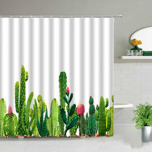 Clássico cactus flor verde planta cortina de chuveiro 3d impresso tropical botânica banho pano cortinas à prova dwaterproof água casa decoração do banheiro 2024 - compre barato