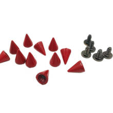 50sets 7x10mm Red Painted Punk Spikes Cone Spots Metal Studs Spikes Leathercraft Rivets Clothes Bags Belt Pet Collars 2024 - buy cheap
