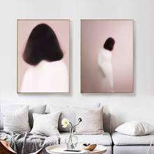 Retrato de chica con niebla abstracta nórdica, póster en lienzo e impresión, cuadro para decoración de sala de estar 2024 - compra barato