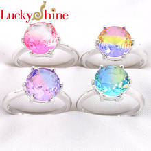 LuckyShien Close friend Rings Round Shaped Bi Colored Tourmaline Gems Silver Charm Woman Wedding Gift Rings Accessories 2024 - buy cheap