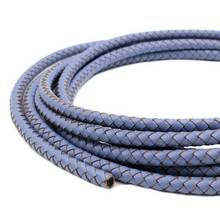1 Yard 6mm Diameter Round Jean Blue Woven Braided Leather Bolo Cord, Jewelry Making Leather Craft BP6M228 2024 - buy cheap