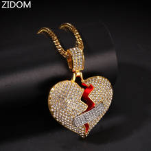 2019 New Style Men Hip hop iced out bling Broke heart Pendant Necklaces fashion Charm Pendants Necklace Hiphop Unisex jewelry 2024 - buy cheap