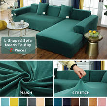 Capa de sofá em forma de l de veludo, elástica, mobília, capa de sofá para sala de estar, elástica, cobertura de sofá com fronha 2024 - compre barato