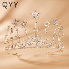 QYY-corona de pelo con diamantes de imitación para mujer, Tiaras y coronas de Color dorado, accesorios para fiesta de graduación, joyería para el cabello, regalos 2024 - compra barato