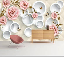 Papel de pared Rose Vine 3D Circle Soft Bag wallpaper mural,living room sofa TV wall bedroom kitchen wall papers home decor 2024 - buy cheap