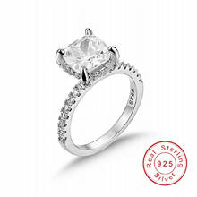 Real Solid 925 Sterling Silver Ring FINGER Luxury Cushion cut Simulated Diamond Wedding Rings Engagement For Women accessaries 2024 - buy cheap