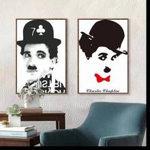 Moderno minimalista nórdico chaplin filme personagem quadros decorativos da arte sala de estar quarto fundo atmosférico parede 2024 - compre barato