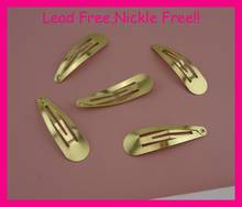100PCS Golden 5.0cm Plain Tear drop Metal Snap Clips no hole Side hairpins Nickle free and lead free,Women hairclips wholesale 2024 - buy cheap