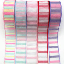 New 38mm color horizontal stripe tulle lace ribbon 10y 20y DIY handmade materials hair bow wedding wholesale 2024 - buy cheap