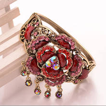 Antique Flower Cuff Bracelet Vintage Women Party Hand Jewelry Classic Costume Metal Bangle Bracelet 2024 - buy cheap