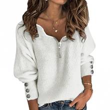 Женские свитера, пуловеры, Осенние Джемперы на молнии с длинным рукавом и V-образным вырезом, свободный свитер в стиле y2k с манжетами, свитер оверсайз 2024 - купить недорого