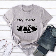 Летняя женская футболка с принтом кошек Ew People, хипстерская футболка с графикой Harajuku размера плюс, 100% хлопок, женские топы свободного кроя рубашка 2024 - купить недорого