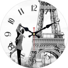 Relógios retrô vintage, decorativo, romântico, amante na torre de paris, relógio de madeira, analógico antigo de ferrugem, retrô 2024 - compre barato