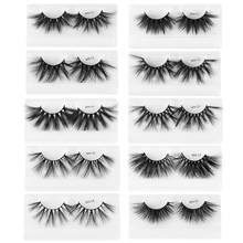 1Pair 27MM False Eyelashes Lashes 3D Soft Mink Hair Wispy Cross False Eyelashes Handmade Multilayers Fluffy Eyelashes 2024 - buy cheap