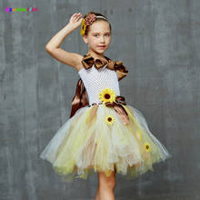 Autumn Sunflower Girls Tutu Dress with Matching Headband Fall Fairy Birthday Dress up Outfit Kids Flower Bows Tulle Dress 2024 - buy cheap