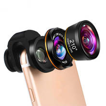 HD Universal 3 in 1 Phone Camera Lens Kits 210 Degree Fish Eye Lens 0.6X Wide Angle 15X Macro Lenses  for Most of Smartphones 2024 - купить недорого