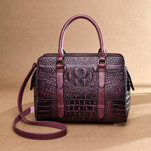 Bolsa de mão feminina de luxo, de ombro, estampa de crocodilo, de couro, 2024 - compre barato