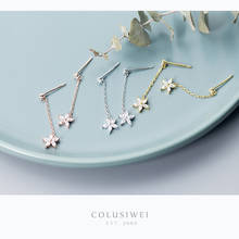 Colusiwei-pendientes de plata de ley 925 con flor de circonia cúbica transparente, joyería de compromiso para mujer, Bisutería 2024 - compra barato