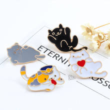 Japanese Anime Game Heart Cat Police Cat Brooch Enamel Pin Fat Cat Lapel Pin Jewelry for Women Cartoon Accesorios Student Gift 2024 - buy cheap