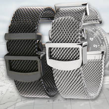 Pulseira de relógio de malha fina, 20mm, 22mm, aço inoxidável, para iwc, modelos de piloto, mark portugieser, portátil, masculina, com logotipo 2024 - compre barato