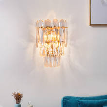 Pós luz moderna lâmpada de parede cristal luxo simples projeto do hotel quarto cabeceira corredor sala estar fundo da lâmpada parede 2024 - compre barato