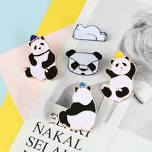 Lovely Animal Enamel Pin Boring Bear Funny Hats Panda Badges Brooches Shirt Bag Jackets Lapel Pins Cartoon Jewelry Gift for Kids 2024 - buy cheap