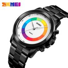 SKMEI-Relojes de pulsera de cuarzo para hombre, cronógrafo de negocios con esfera colorida, resistente al agua, con luz LED, Masculino 2024 - compra barato