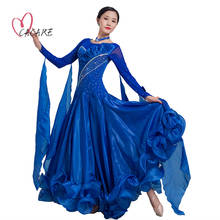 Customize Ballroom Waltz Dresses Flamenca Dance Competition Dresses Ballroom Dress D0455 Mesh Sleeve 11 Colors Big Hem CACARE 2024 - buy cheap