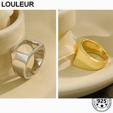 LouLeur-Anillo de Plata de Ley 925 Simple para mujer, sortija cuadrada geométrica de oro y plata, joyería fina 925 2024 - compra barato