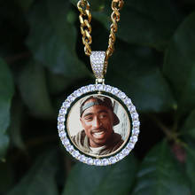 D&Z Custom Made Photo Rotating Round Shape Double-Sided Pendant Necklace 4mm Tennis Chain Zircon Men's Hip Hop Jewelry 2024 - buy cheap