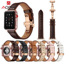 Correa de cuero genuino para Apple Watch, banda de cuero genuino con hebilla de oro rosa, de 40mm, 44mm, 38mm y 42mm, para iwatch 123 2024 - compra barato