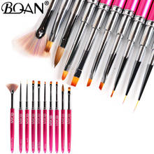 BQAN Pink Nail Art French Metal Handle Stripe Lines Liner Image Painting Brush Acrylic UV GEL Extension Builder Drawing Pen 2024 - buy cheap