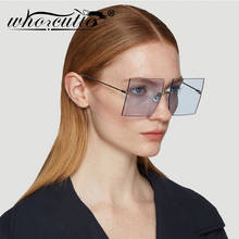 WHO CUTIE-gafas de sol sin montura para mujer, lentes de sol con montura cuadrada de gran tamaño, diseño de marca, color azul océano, S211, 2020 2024 - compra barato
